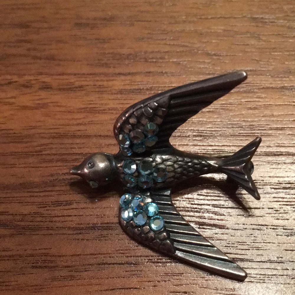 Classic Hardware Bedazzled Swallow Brooch 1950s